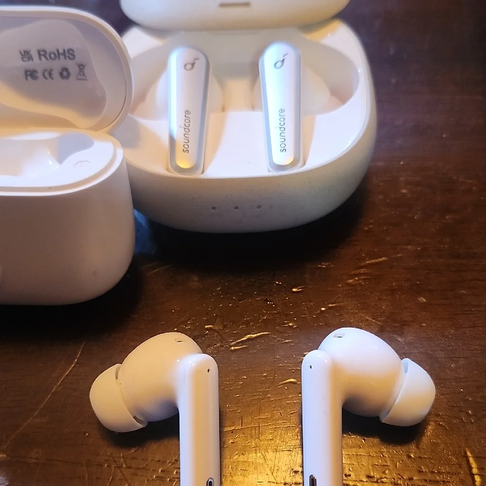 White Wireless Earbuds.THE A90 PRO EARBUDS. THE SOUNDCORE PRO LIBERTY 2 EARBUDS.